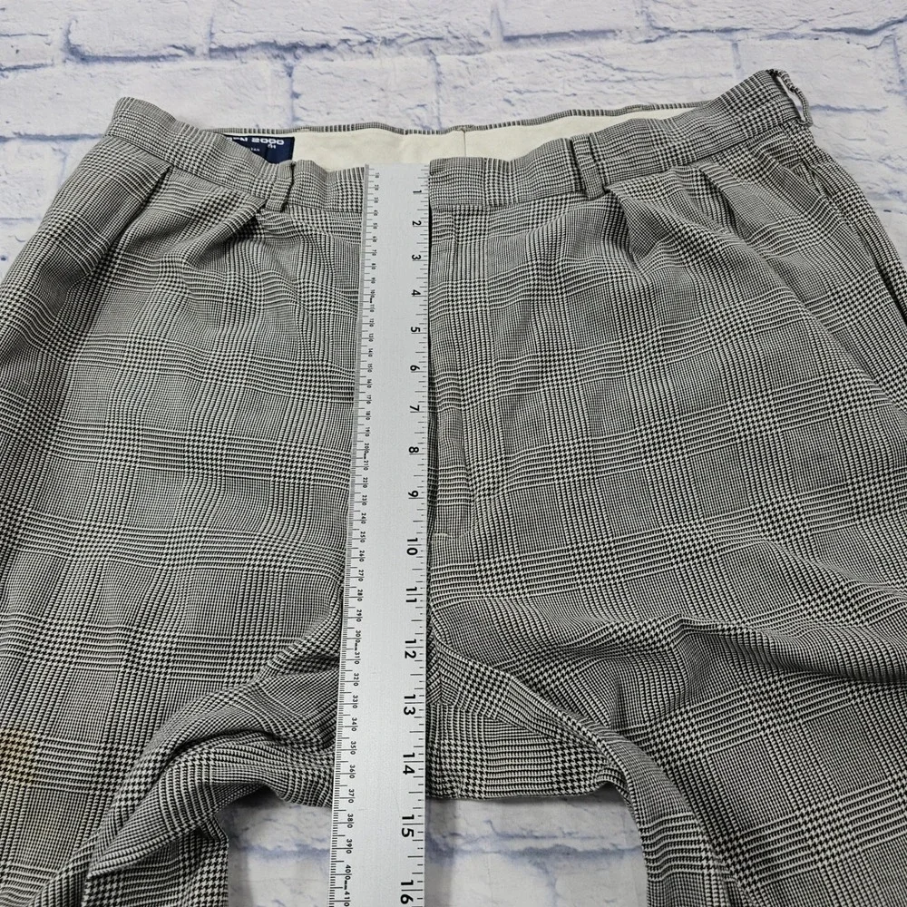 Polo Golf US OPEN 2000 Trousers Men 35x31 Gray Glen Plaid Pleated Cuff Pants VTG